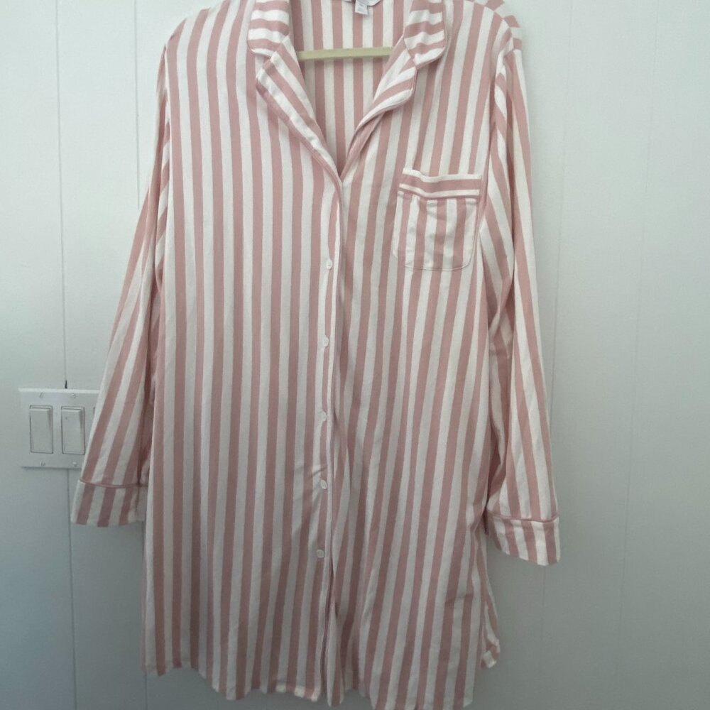 Charter Club Soft Pajama Sleepshirt Pink and Ivory Stripe Womens XXL